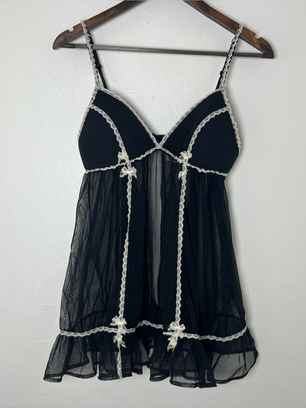 Y2K Victoria's Secret Sexy Little Things Babydoll Chemise Black Lace L 2008
